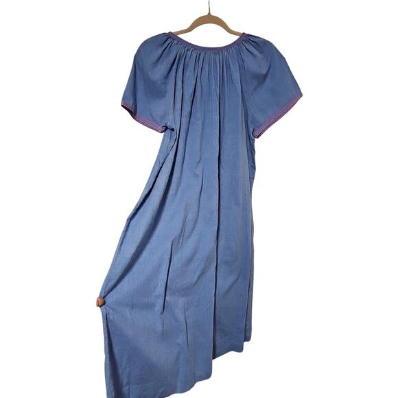 Vintage Smart Time Womens XL House Dress Granny Button Front Embroidered Flower - Picture 3 of 13